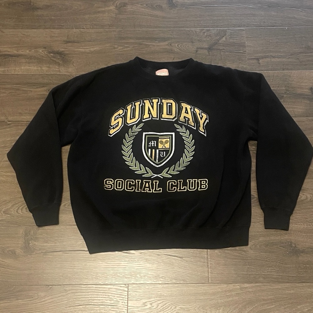 Show Me Your MuMu Black Sweatshirt with Yellow and Green Crest